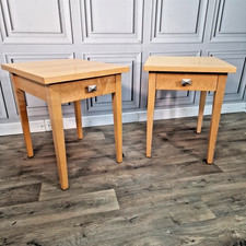 Pair 2 Modern Maple Veneer Bedside Tables – Drawer Lamp Side Cabinets Nightstand