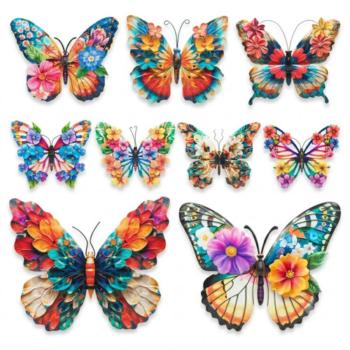 Metal butterfly floral - butterfly, wall