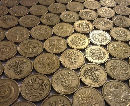 One pound coins - one,