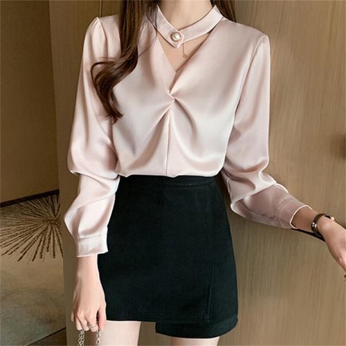 Lady chic silky satin shirt - chic,