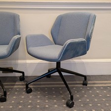 Boss Design Kruze Swivel Armchair – Light Blue Upholstery with Castors (Deliv...