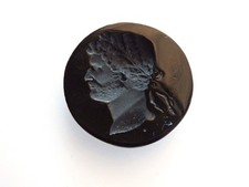 HADRIAN ROMAN EMPEROR black Venetian glass Intaglio*round*27mm*Wax seal
