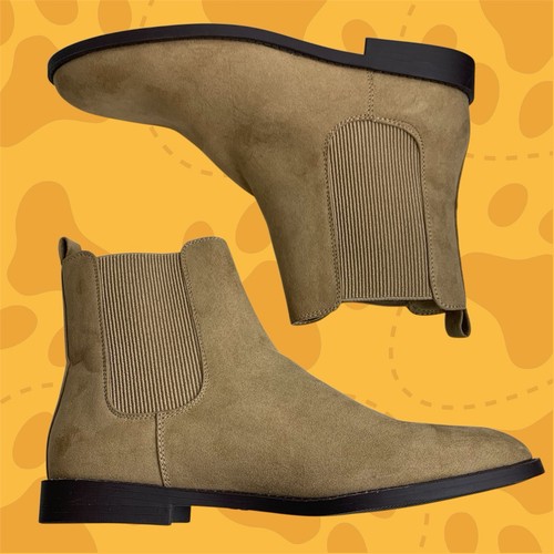 Mens light beige faux suede - mens,