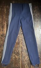 Vtg 70s Original Blue White Stripe Zip Ankle Loop Tracksuit Bottoms S 8 10