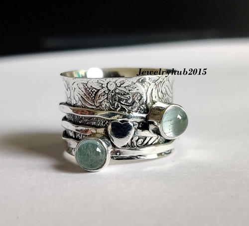 Aquamarine spinner ring - spinner, solid