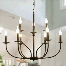 Ganeed Black Classic Chandelier 9-Light Retro Hanging Light Vintage 220V Pendant