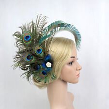 20's Great Gatsby Flapper Gangster Headpiece 1920s Headband Peacock Feather 20s