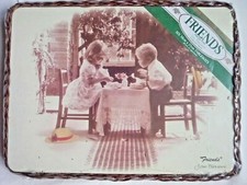 Cute Boy & Girl "Friends" 6 Assorted Place Mats in Lovely Woven Wicker Basket