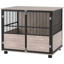 PawHut 80cm Dog Crate Furniture Dog Cage End Table Indoor w/ Doors, Cushion