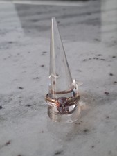 Kunzite And White Stone Silver Ring Eithgold Overlay. Size U