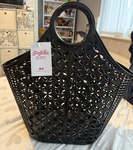 Black retro sun jelly tote - black,