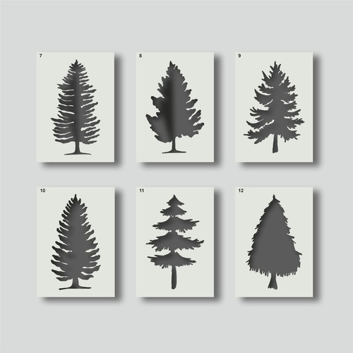Pine tree woodland stencils - tree,,