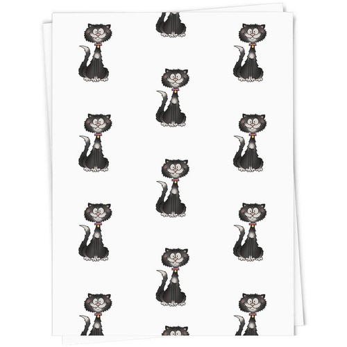 Black white cat gift wrap - 'black, cat'