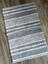 Homelife 100% Cotton Luxury Bath Mat 50x80cm Bathroom Rug Blue Stripe Bathmat