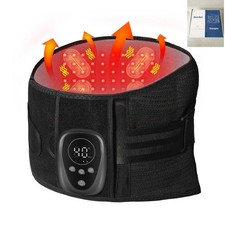 Massage Back Brace Red Light Heating Lower Back Disc Pain Vibration Timer Belt L