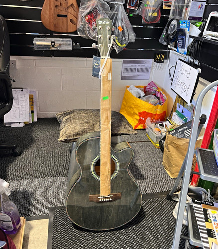 Black cutaway acoustic guitar - black,