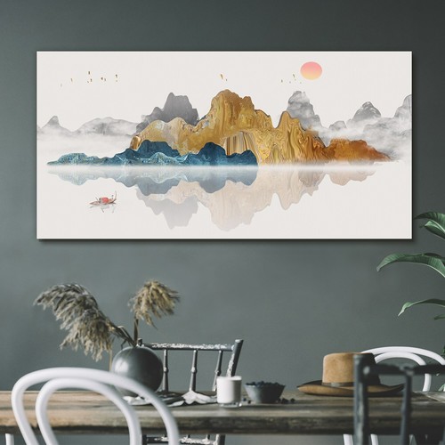 Painting abstract asian - abstract, lake