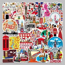 UK 50PC London City Travel Graffiti Stickers Laptop Skateboard Car Luggage Decal