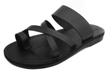 Black Leather Jesus Sandals