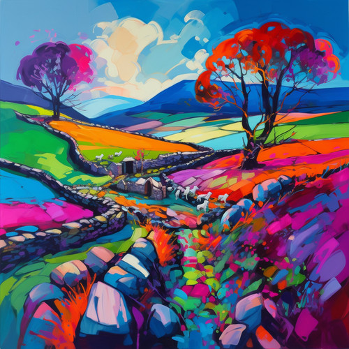 Yorkshire dales river fauvism - yorkshire,