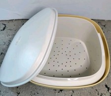 Vintage Tupperware 888-16 Steam and Store Microwave Cooker 3 pcs Harvest Gold