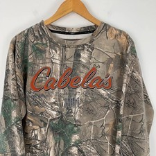 Cabelas Sweatshirt Mens Medium Realtree Xtra Camo Pattern Embroidered Spell Out