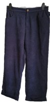 Emery Rose Ladies Elasticated Waist Navy Thin Cord Trousers Size XL