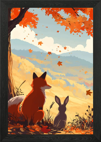 Fox and rabbit autumn - fox,
