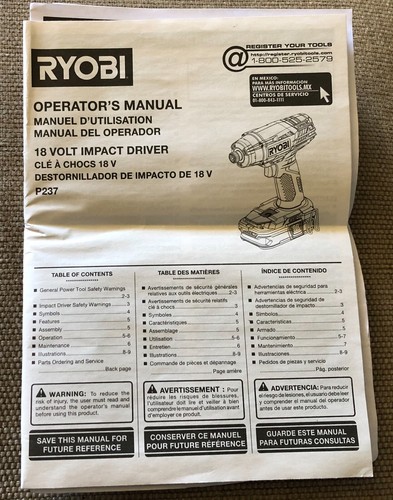Ryobi p237 volt one - 18-volt, 1/4"