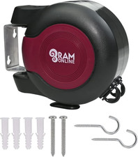 Retractable Clothes Washing Line With Twin Cable 2x15m Reel ONE SIDE NOT WORKING