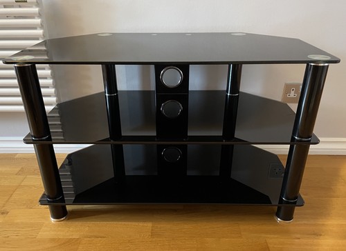 Black glass stand av unit - /,