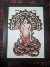 Original Tattoo Art Framed Picture Mythology Trad Style