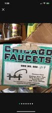 Vintage Chicago Kitchen Faucet Chrome 2 Wing Handle Commercial Brass USA NOS