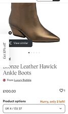 RAVEL ‘HAWICK’ BRONZE LEATHER ANKLE BOOTS SIZE UK 4 (EU37)