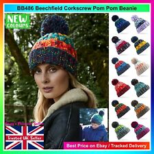 BEECHFIELD BOBBLE HAT - Corkscrew Pom Pom - Soft Spun Acrylic - Free Delivery