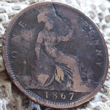 1867 VICTORIAN ONE PENNY COIN