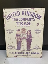 Large Wall Vintage Tin Sign - Tea