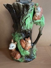 Vintage Retro 60s Withernsea Eastgate Pottery Fauna Forest Vase Deer Squirrels