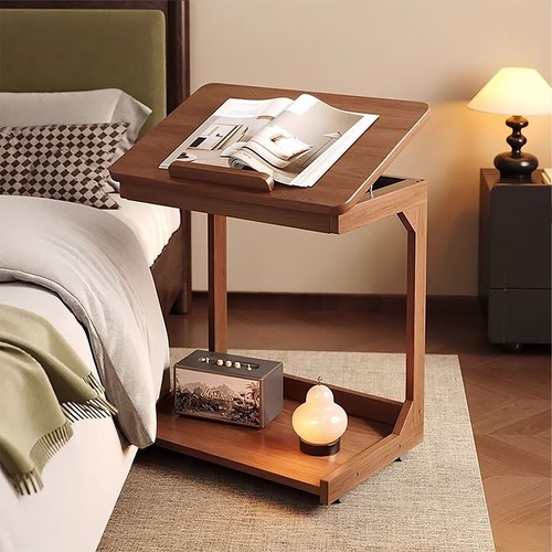 Walnut side table with - side, flip