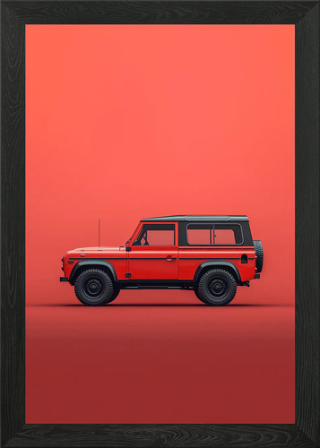 Red land rover - red, framed