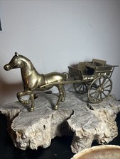 Vintage Brass Horse and Cart Pony and Trap Figurine Removable Seat