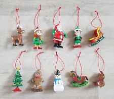 10 x CHRISTMAS TREE DECORATIONS santa MINIATURE FOR CHILDREN elf SNOWMAN teddy