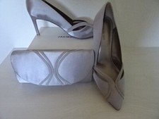 JACQUES VERT  SUEDE TRIM SHOES & MATCHING BAG   -MID GREY SIZE 8 -NEW