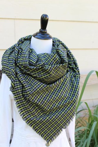 Black gray lime plaid - lime, blanket