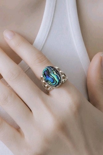Abalone ring sterling - sterling, silver