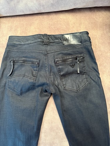 Armani jeans black shiny - armani,