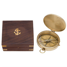 Brass Compass with Wooden Box