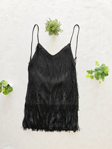 Black fringe mini dress tassel - fringe,