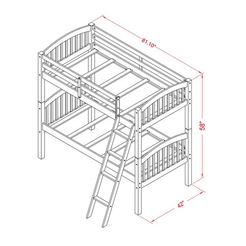 Youth bunk bed - bunk, white,
