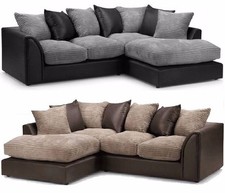 Byron Fabric Corner Sofa L Shape 5 Seater 3+2 Sofa Set Armchair Black Grey Beige